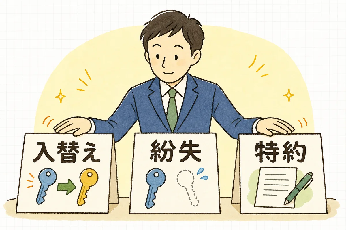 鍵交換費用の負担を原因別に三つに分けて確かめる賃貸管理担当者