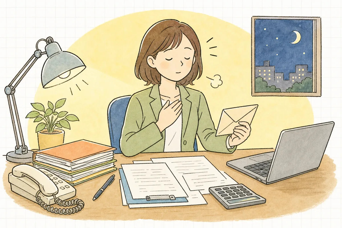 敷金精算の追加請求の連絡を前に、受話器の前で一呼吸置く賃貸管理担当者